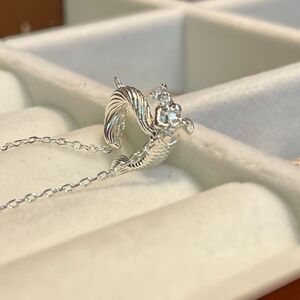 silver mermaid necklace 18"